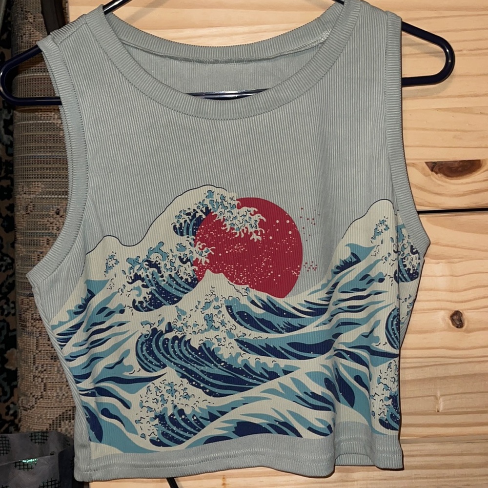 Graphic Ribbed Tank Top